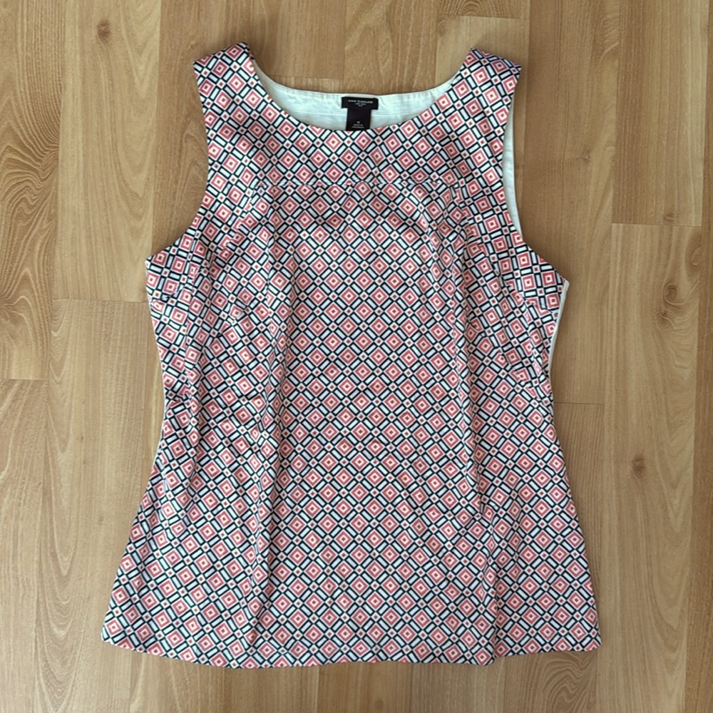 Ann Taylor Pink Geometric Tank Top
